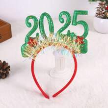 1件圣诞节2025数字装饰发箍，闪亮发箍，新年派对节日头饰发圈发饰 - 彩色 - 查看 3