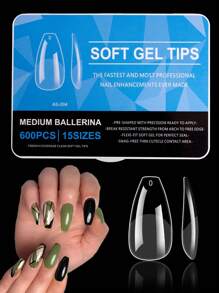 600 CÁI Long Coffin Medium Almond Full Cover Soft Gel Clear Nail Tips Nửa Matte Pre-Shaped Press On False Nail Tips Để Nối Dài Móng Tay Giả Làm Móng Tay 15 Kích Cỡ - Trong sáng - Xem 17