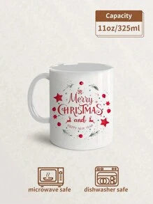 1pc 11oz Merry Christmas Happy New Year Ceramic Mug Perfect For Coffee,Tea,Juice,Insulated,Reusable, Ideal Holiday Gift And Birthday Gift,Gift For Him,Funny Mug, Water Cup, Summer Winter Drinkware,Suitable For Hot Or Cold Drinks,Home Kitchen Items,Multi Purpose,Hand Wash Only,All Seasons And OccasionsEaster,Valentine's Day Gifts,Friends Anniversary Festival,Party,Wedding,Ideal Gift For Mother's Day Back To School