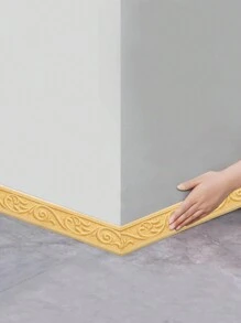 1件装3D立体自粘踢脚线 - 欧式风格,通用防水易安装家居装饰墙饰条,适用于房间翻新和DIY | 2026年情人节和新年装饰 | 复活节和圣诞节的完美节日家居装修礼物 - 金色 - 查看 6