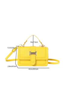 2024 秋季鳄鱼纹潮流时尚女士手提包单肩包纯色斜挎小方包 - 黃色 - 查看 3