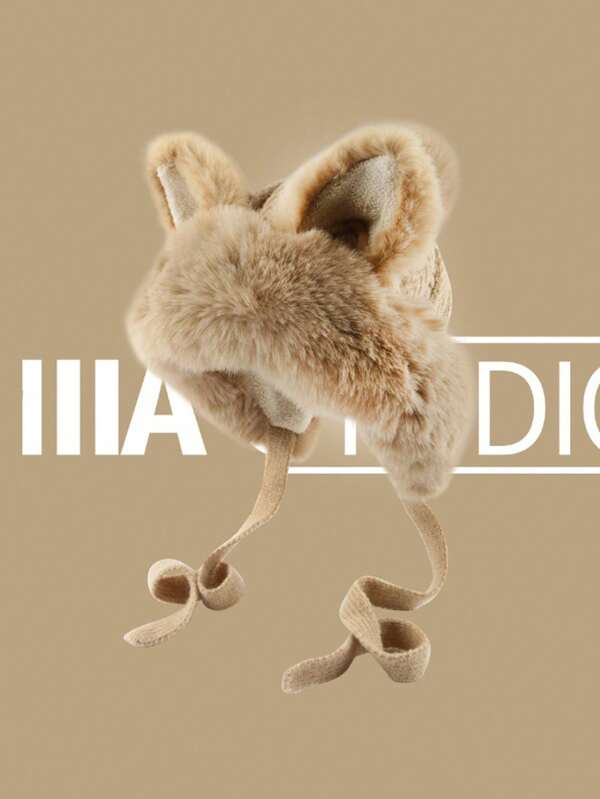 1pc Women's Solid Color Pilot Cap, Winter Warm Fleece Ear Protector Thick Knit Hat, Fashion Casual Slouch Beanie, Suitable For Daily, Riding, Outdoor, Skiing