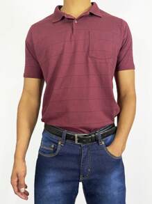 Men Polo Shirts - 酒紅色 - 查看 4