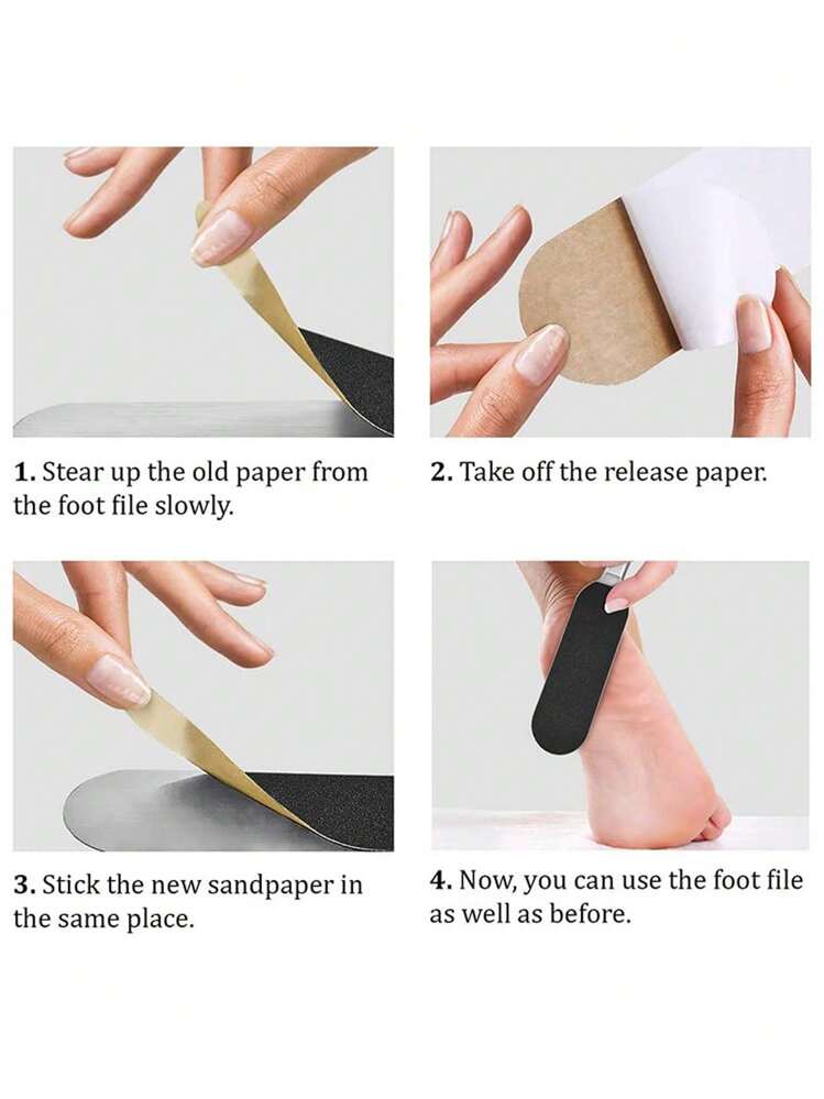 1 pieza Set de 10 piezas Lima de acero inoxidable para callosidades, herramientas para pedicura, recambios extraíbles de papel de lija para el cuidado de los pies - Multicolor - Añade 4