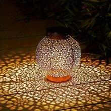 1pc Solar Powered Round Path Lamp, Metal Hollow Hanging Light, Suitable For Outdoor Patio Garden Camping Landscape Lighting Decoration, Automatic On/Off For Convenient Use Fall Decor House Decor Outdoor Decor