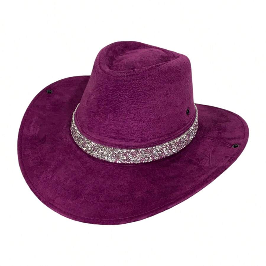 Cowboy Or Cowgirl Hat With Luxury Shiny Band - 紫色 - 查看 1