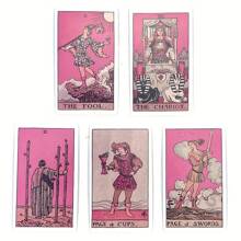 Juego de Cartas de Tarot para principiantes en color rosa, adecuado para fiestas y vacaciones, mesa de juego, tarot, oráculo, juego de cartas, cartas de tarot, tarot, cartas de oráculo - 1 juego - Ver 8