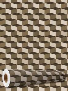 5 Meter Roll Self-Adhesive Wallpaper Geometric Cubes 3D Earth Tones Washable Bedroom Living Room Kitchen Bathroom - Model 01 - View 4