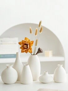 1 Piece Simple White Ceramic Vase Diy Painted Graffiti Vase For Parent Child Children Small Vase With Dried Flower Decorations Ceramic Crafts Rama Decoration Rama Home Decor Room Decor Flower Vase Glass Vase - Multicolor - View 4