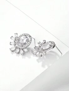 rakol 2 chiếc khuyên tai đính đá Cubic Zirconia tròn tối giản, thích hợp để đeo hàng ngày - bông tai - Xem 4