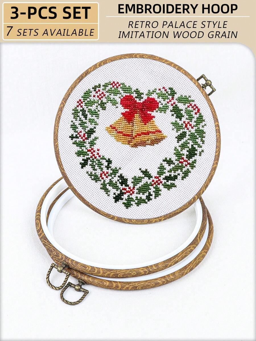3 chiếc vòng thêu tay họa tiết vân gỗ cổ điển tự làm, chất liệu ABS & PVC chất lượng cao, bền & chống vỡ, móc kim loại để treo, có 7 kích cỡ, thích hợp cho Halloween, Giáng sinh, mặt dây chuyền điện thoại, đồ trang trí túi xách, phụ kiện tóc, đồ trang trí để bàn, mặt dây chuyền xe hơi