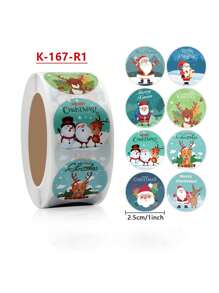 1 Roll Of Christmas Holiday Gift Sticker Labels,Christmas - Multicolor - View 7