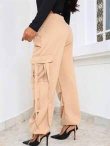 Women's Pants New Jogger Wide Trap Parachute Pockets On The Leg With Tie At The Front Elegant Skateboard Stylish Modern Fashion Blogger Skaters 2025 Promotion - Màu be - Xem 1