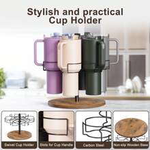 Water Bottle Organizer For 40 Oz Tumbler With Handle, Rotatable  Cup Organizer Holder, Kitchen Organizers And Storage For  Cup Accessories, Wooden Base(Black) - màu đen - Xem 5