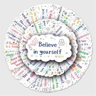 50 件励志英文涂鸦图案卡通动漫 Guka 贴纸可爱时尚爱涂鸦防水贴纸适用于笔记本电脑水瓶滑板手机、学校用品、返校