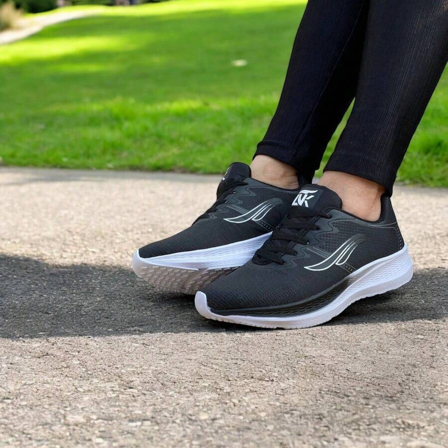 Women's Lightweight And Comfortable Sports Shoes For Gym Running Walking - 黑色 - 查看 1