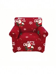1pc Christmas Cartoon Graphic Sofa Slipcover & 1pc Pillowcase Without Filler