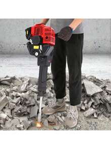 ZhdnBhnos LINSIE 52 CC 2 Stroke Gas Powered Demolition Jack Hammer, 1900W Gasoline Jackhammer Demolition Hammer With 2 Chisels, 6500RPM Heavy Duty Concrete Breaker Demolition Drills For Trenching, Chipping The Best Gift/Present For Family&Friends Happy Christmas - Red - View 2