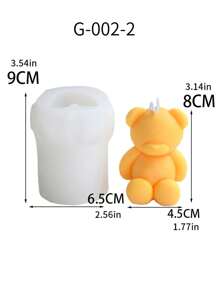 1 件可爱熊形蜡烛模具，手工制作创意硅胶蜡烛模具装饰 - 白色 - 查看 9