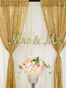 1pc Sequin Decor Single Panel Curtain, Pink Backdrop Decoration, For Party Decor - Pink - View 9