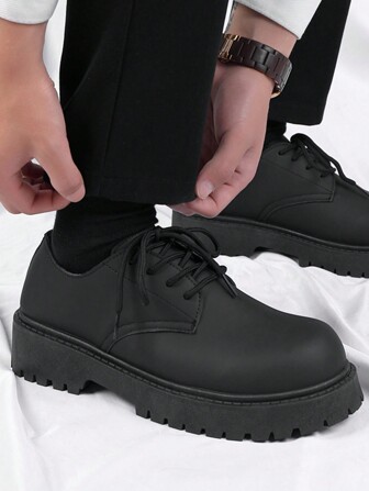 Unisex Large Size Chunky Derby Shoes, Versatile Casual British Style Platform Oxfords