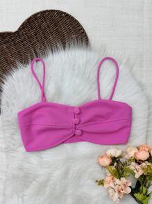 Women's Strappy Top With Button Detail - 粉色 - 查看 1