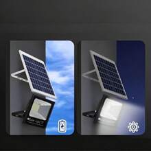 Refletor Solar led 200W Luz Branca 6500k Economico Com Alta Capacidade De Iluminação Holofote Potente Com Controle Remoto - Preto - Visão 5
