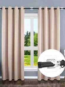 2 件装窗帘杆支架自粘式窗帘杆支架无需钻孔可调节挂钩适用于浴室、厨房、酒店、衣架 - 無色 - 查看 3