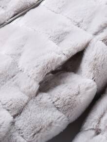 Risissida Women's Faux Fur Coat With Hood And Pockets-The Perfect Choice For Fall And Winter - Grey - View 11