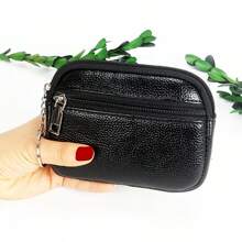 Châu Âu và Hoa Kỳ Retro Thời Trang Mini Purse Hàng Ngày Xách Tay Da PU Vải Vải Họa Tiết Ví Cầm Tay Không Thấm Nước Sinh Nhật - màu đen - Xem 5
