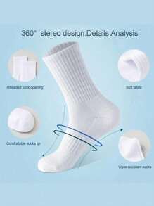 20 Pairs Plus Size Unisex Thin Breathable Antibacterial Odor-Resistant Crew Socks, Suitable For All Seasons