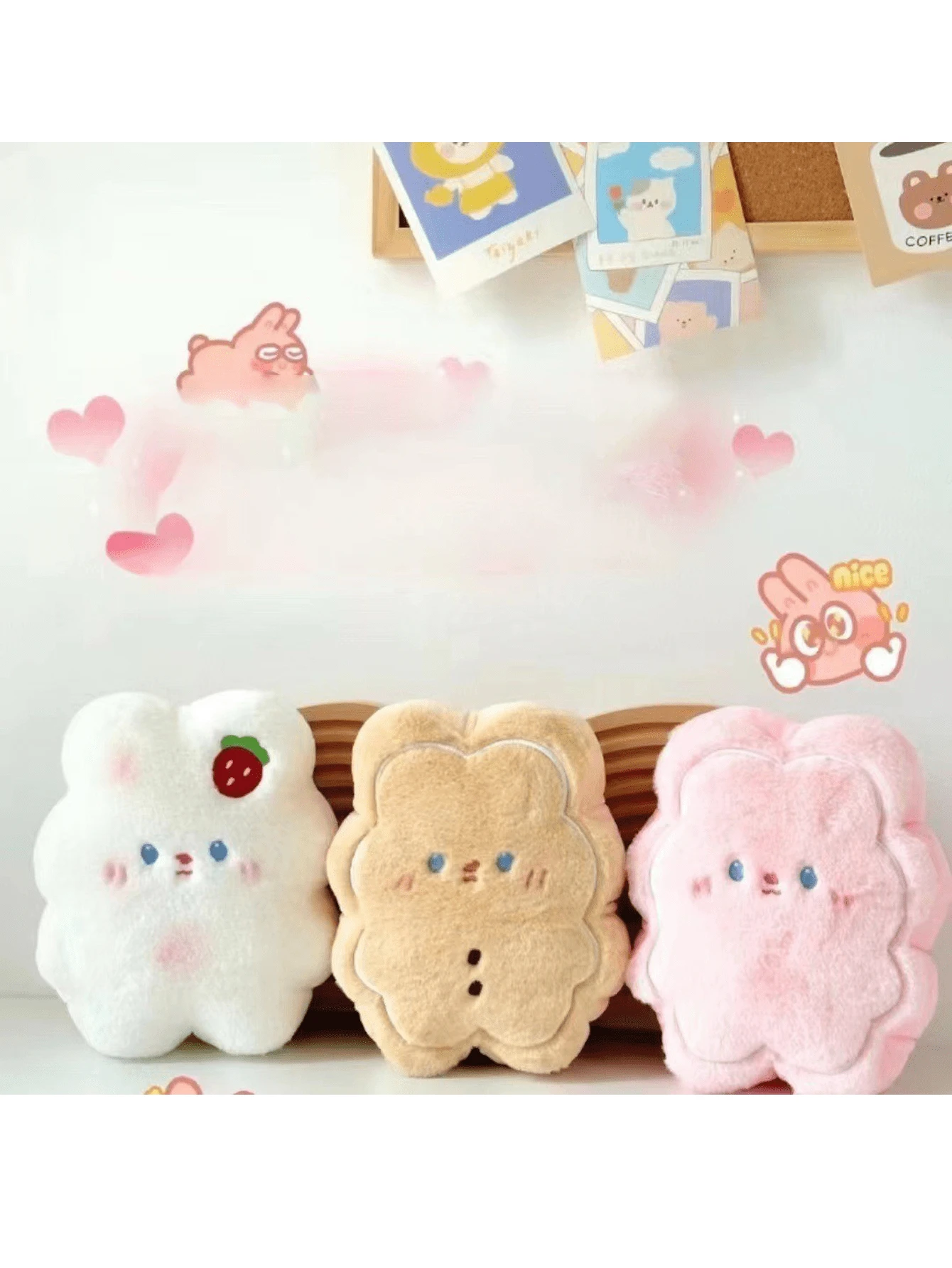 这是可爱的熊饼干毛绒玩具，可爱的兔子毛绒玩具，柔软的毛绒动物枕头，很棒的礼物 - 彩色 - 查看 1