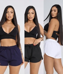 Casual Women's Tactel Shorts Made For Running-Beach-Gym Etc. - bộ 3 màu Xanh/Đen/Trắng - Xem 2