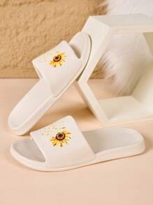 نعال نسائية صلبة اللون مطبوع عليها زهور، صندل خفيف الوزن قابل للتنفس للاستخدام اليومي في المنزل أو الحمام أو الشاطئ