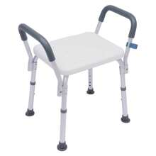 YUNRUX Duschstuhl mit Armlehnen, Duschhocker mit max. Tragfähigkeit von 150 kg, rutschfester Badesessel für ältere und behinderte Menschen, ergonomische Armlehnen, rutschfeste Füße, Badezimmerdekoration, Sommer, Rückkehr zur Schule
