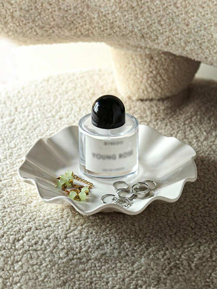 1 Khay đựng bằng sứ trắng, trang trí bàn theo phong cách Pháp, khay đựng đồ trang sức và trang trí nhà cửa - trắng - Xem 1