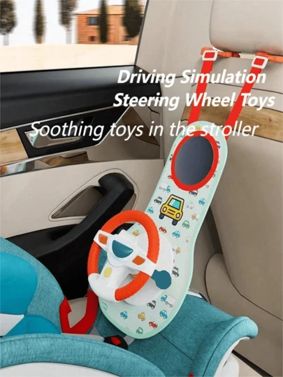 儿童副驾驶方向盘宝宝后座汽车模拟驾驶女友驾驶益智玩具万圣节装饰汽车旅行婴儿座椅安抚车内挂件适合18个月以上宝宝的益智玩具