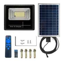 Refletor Solar led 200W Luz Branca 6500k Economico Com Alta Capacidade De Iluminação Holofote Potente Com Controle Remoto - Preto - Visão 6