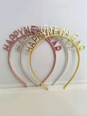 1/6 件随机颜色塑料新年快乐 2026 圣诞派对头带，照片道具装饰