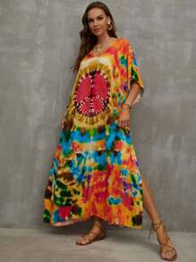 Plus Size Kaftan Beach Cover-Up Dresses For Women, Chic And Comfortable - 紅色 - 查看 2