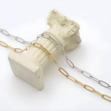 1 米/件不锈钢锤纹十字和椭圆形链条，镀金项链链，适合 DIY 珠宝制作，女士 - 不鏽鋼-1米 - 查看 3