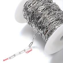 1 米/件不锈钢锤纹十字和椭圆形链条，镀金项链链，适合 DIY 珠宝制作，女士 - 不鏽鋼-1米 - 查看 6