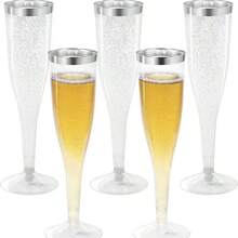 4.5 盎司可重复使用的塑料香槟杯，适用于装饰和婚礼、生日、新娘送礼会、高品质且可重复使用、情人节礼物 - 彩色 - 查看 7