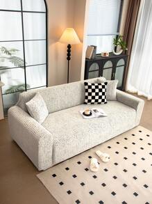 1pc Solid Color Bohemian Style Jacquard Sofa Cover, Elastic Jacquard Sofa Slipcover, Protects Sofa From Cat Scratches, Suitable For All Seasons, Includes Pillow Case - Multicolor - View 8