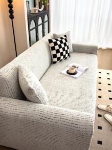 1pc Solid Color Bohemian Style Jacquard Sofa Cover, Elastic Jacquard Sofa Slipcover, Protects Sofa From Cat Scratches, Suitable For All Seasons, Includes Pillow Case - Multicolor - View 9