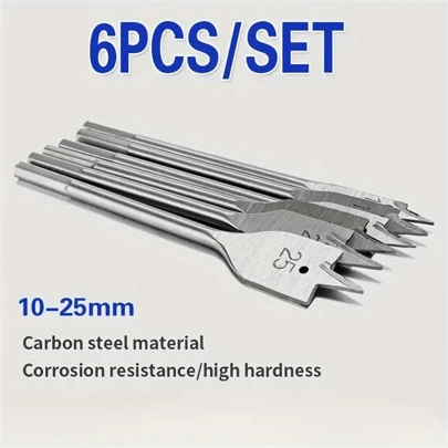 6件装三尖木工扁钻木工钻头六角柄开孔器套装扁钻头木板打孔器