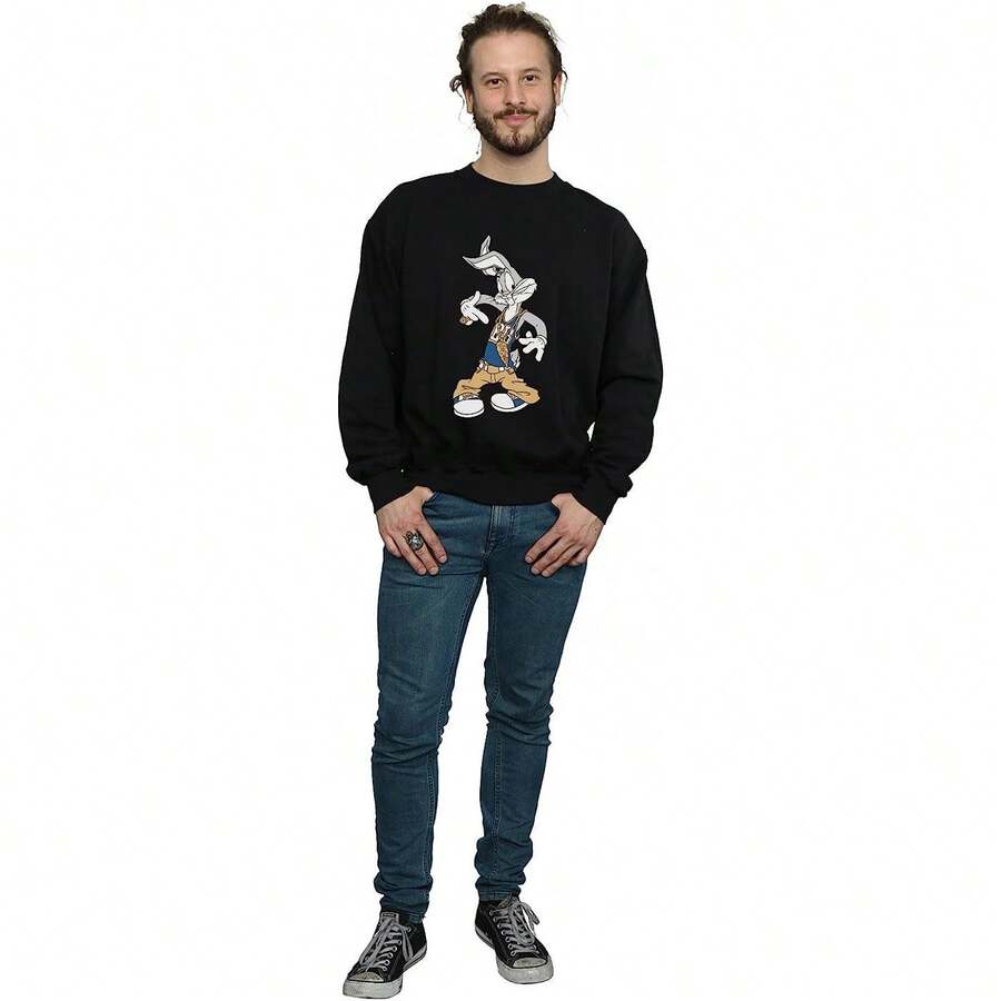 LOONEY TUNES Mens Rapper Bugs Bunny Sweatshirt (Black) | SHEIN USA