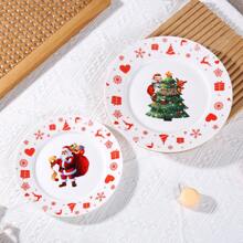 8 件圣诞老人圣诞派对陶瓷餐具套装 - 包括陶瓷碗、盘子、杯子，非常适合节日庆祝、婚礼、生日、派对和送礼 - 彩色 - 查看 4