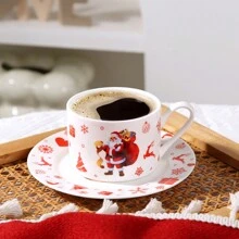 8 件圣诞老人圣诞派对陶瓷餐具套装 - 包括陶瓷碗、盘子、杯子，非常适合节日庆祝、婚礼、生日、派对和送礼 - 彩色 - 查看 5