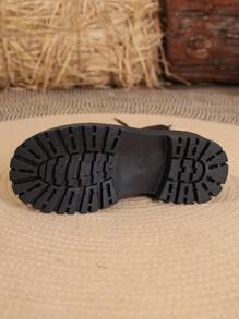 1 Pair Women's Lace-Up Front Zipper Side Mid-Calf Snow Boots, Black, Versatile, Platform 3cm Thick Sole, Waterproof